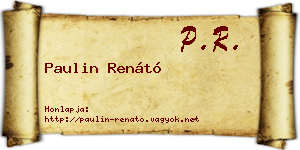 Paulin Renátó névjegykártya